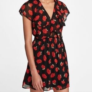 Zara Sheer Floral & Lace Wrap Mini Dress